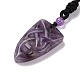Natural Amethyst Sailor's Knot Pendant Necklace with Nylon Cord for Women NJEW-E091-02C-3