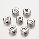 Flat Round Antique Silver Tone Alloy Number Beads PALLOY-K194-08AS-1
