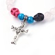 Tibetan Style Alloy Cross Charm Bracelets BJEW-JB03744-3