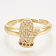 Ciondoli in ottone con zirconi cubici e orecchini a bottone e anelli regolabili set di gioielli SJEW-S043-09-2