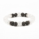 Ensemble de bracelets extensibles de perles rondes de quartz craquelé naturel et de roche de lave BJEW-JB07205-4