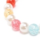 Candy Color Round Beaded Stretch Bracelet with Enamel Charm for Kid BJEW-JB07637-8