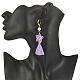 Glass Pearl Beaded Star with Tassel Dangle Leverback Earrings EJEW-MZ00054-3