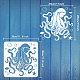 FINGERINSPIRE Octopus Pattern Stencil for Painting 11.8x11.8 inch Reusable Sea Creatures Craft Stencil Hollow Out Ocean Starfish Sea Fish Bubbles Stencil Template for Wall DIY-WH0391-0147-2