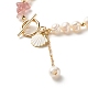 Bracelet en perles de quartz fraise naturelle BJEW-TA00032-03-4