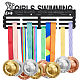 Superdant colgador de medallas de natación para niña porta medallas de estrellas con 12 línea soportes de exhibición de premios de acero resistente estantes de exhibición de medallas montados en la pared para cordón de cinta ODIS-WH0021-729-1