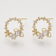 Brass Micro Pave Clear Cubic Zirconia Stud Earrings X-EJEW-T007-15G-NF-1