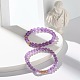 Ensemble de bracelets extensibles de perles rondes en améthyste naturelle BJEW-JB06980-02-4