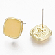 合金エナメルスタッドピアスパーツ  ループとキュプロニッケルピン付き  正方形  ゴールドカラー  ゴールド  9.5x9mm  穴：3mm  ピン：0.7mm PALLOY-N154-19E-3