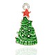 Colgantes de árbol de Navidad de esmalte de aleación chapados en color plateado ENAM-J171-02S-1