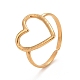 Ion Plating(IP) 304 Stainless Steel Open Heart Cuff Ring for Women, Golden, US Size 6 1/2(16.9mm)
