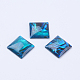 天然パウアシェルカボション  正方形  ブルー  10x10x2~2.5mm SSHEL-F301-18B-1