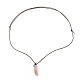Collier pendentif pépite d'améthyste naturelle avec cordon en cuir de vachette NJEW-JN03882-01-4
