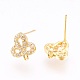 Brass Micro Pave Cubic Zirconia Stud Earring Findings KK-F753-03G-RS-2