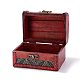 ヴィンテージ木製ジュエリーボックス  puレザー装飾宝箱ボックス  キャリーハンドルとラッチ付き  コイン模様の長方形  グレー  11.9x9.05x9cm AJEW-M034-01E-5