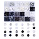 DIYの黒と白のシリーズのネックレスとブレスレットの作成キット  600個の不透明で透明なアクリルと樹脂の丸いビーズが含まれています  ホワイト  8mm  穴：1.5mm  約600個/箱 DIY-CJ0001-75-1