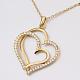 Trendy Real 18K Gold Plated Eco-Friendly Tin Alloy Love Heart To Heart Pendant Necklaces NJEW-BB13778-G-1-4