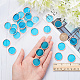 OLYCRAFT 30pcs Glass Mosaic Tiles 1 Inch Glass Hangings Ornament Round Mosaic Tiles with Rose Gold Brass Edge Crystal Mosaic Glass Tiles for Glass Wind Chime Supplies DIY Art Crafts - Deep Sky Blue DIY-OC0009-45F-3