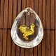 Real 18K Gold Plated Brass Inlaid Transparent Glass Pendants X-GLAA-N0004-03-2