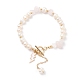 Bracelet en perles de quartz rose naturel et perles avec breloques éclair en émail BJEW-JB08332-03-1
