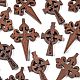 40個2スタイルの木製ペンダント  宗教  染め  エルサレム十字と十字架  ココナッツブラウン  34~43.5x21~29x4.5mm  穴：1.5mm  20個/スタイル WOOD-LS0001-17-4