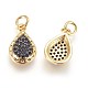 Brass Micro Pave Cubic Zirconia Charms X-ZIRC-G150-06A-3