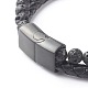 Natürliche Lavastein runde Perlen mehrsträngige Armbänder BJEW-JB06571-01-4