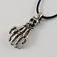 Zinc Alloy Skeleton Hand Necklaces for Halloween NJEW-R128-10-1