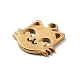 304ステンレス鋼チャーム  ゴールドカラー  レーザー切断  猫の形  10x10x1mm  穴：1.2mm STAS-K272-01B-G-2