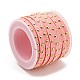 スエード調コード  ゴールデントーン合金リベット付き  パンクロックジュエリーには  ピンク  5x2.5mm  約5.46ヤード（5m）/ロール LW-Q016-5mm-1038-2