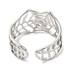 304 Stainless Steel Hollow Spider Web Open Cuff Ring for Women RJEW-M149-25P-2