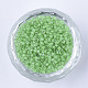 ガラスシリンダービーズ  シードビーズ  色の内側  丸い穴  薄緑  1.5~2x1~2mm  穴：0.8mm  約8000個/袋  約85~95 G /袋 SEED-Q036-01A-M02-2