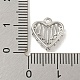 バレンタインデー 真鍮 マイクロパヴェ キュービックジルコニア ペンダント S  長持ちメッキ  ハートチャーム  プラチナ  12x11.5x3mm  穴：1.4mm ZIRC-R020-02P-3