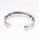 304 Stainless Steel Inspirational Cuff Bangles BJEW-P181-01AS-3