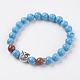 Synthetic Turquoise and Goldstone Beads Stretch Bracelets BJEW-E326-09A-1