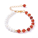 Perle naturelle et cornaline naturelle (teinte et chauffée)/bracelets de perles d'agate rouge BJEW-JB05153-01-1