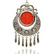 Antique Silver Plated Alloy Necklace Big Pendants with Synthetic Turquoise Flat Round Cabochons PALLOY-J231-01AS-2