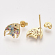 Brass Micro Pave Cubic Zirconia Stud Earrings ZIRC-T006-77G-2
