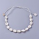 Cowrie Shell Braided Bead Necklaces NJEW-WH0003-01-1