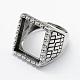 Adjustable Thai Sterling Silver Rectangle Wide Band Ring Components STER-F025-05AS-2