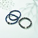 Ensemble de bracelets extensibles en perles rondes avec pierres mélangées naturelles et synthétiques de style 3pcs 3 BJEW-JB08587-5