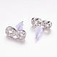 Brass Micro Pave Cubic Zirconia Stud Crawler Earrings EJEW-P119-03P-2