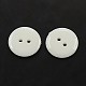 アクリル縫い付け用ボタン  衣装デザインのためのプラスチックボタン  2穴  染め  フラットラウンド  ホワイト  12x2mm  穴：1mm BUTT-E084-E-01-2