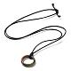 Natural Mixed Stone Ring Pendant Necklace with Waxed Cords NJEW-R262-01A-3