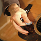 201つのステンレス鋼のギターピック  puレザーギタークリップ付き  エレクトリックギターアクセサリー  夫という言葉  ブラック  67mm AJEW-WH0348-48G-4