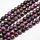 Electroplate Gemstone Natural Pyrite Round Beads Strands G-L129-8mm-02-1