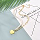 女の子の女性のためのハートペンダントネックレス  天然パールのビーズのネックレス  真鍮ペーパークリップチェーンネックレス  ゴールドカラー  貝殻色  16.89インチ（42.9cm） NJEW-JN03681-3