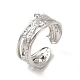 304 anello a polsino aperto con corona in acciaio inossidabile da donna RJEW-E066-11P-1