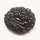 彫刻された天然黒曜石のリンク  ライオンヘッド  30.5x31x9mm  穴：2mm G-G660-44-2