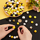 PH PandaHall 192pcs 14 Styles Sunflower Wooden Beads 16mm Bee Loose Round Beads Colorful Painted Wood Beads Yellow Beads for Summer Christmas Thanksgiving Farmhouse Jewelry Making Home Decor Macrame WOOD-PH0002-43-3